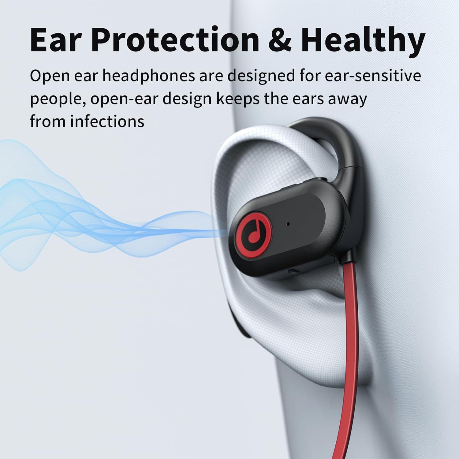 PSIER Open Ear Headphones, Bluetooth 5.3 Wireless Headphones with Deep Bass Stereo Sound, IPX5 Waterproof Wireless U21